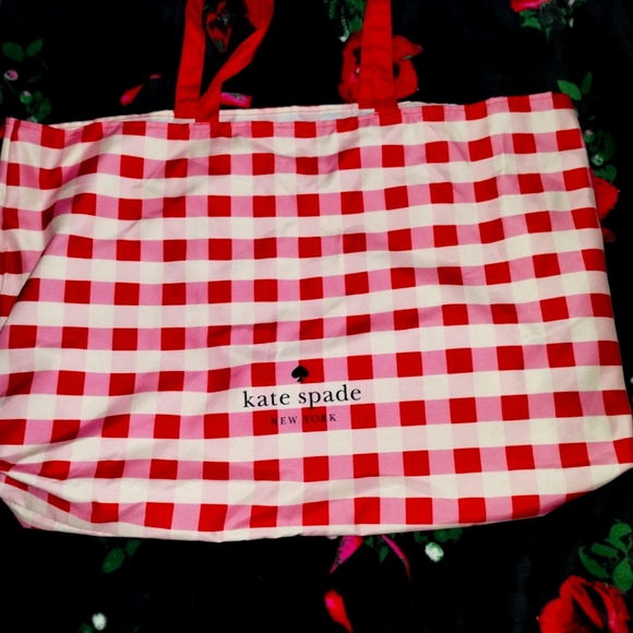 Kate Spade gingham tote with double handles - Picture 5 of 13